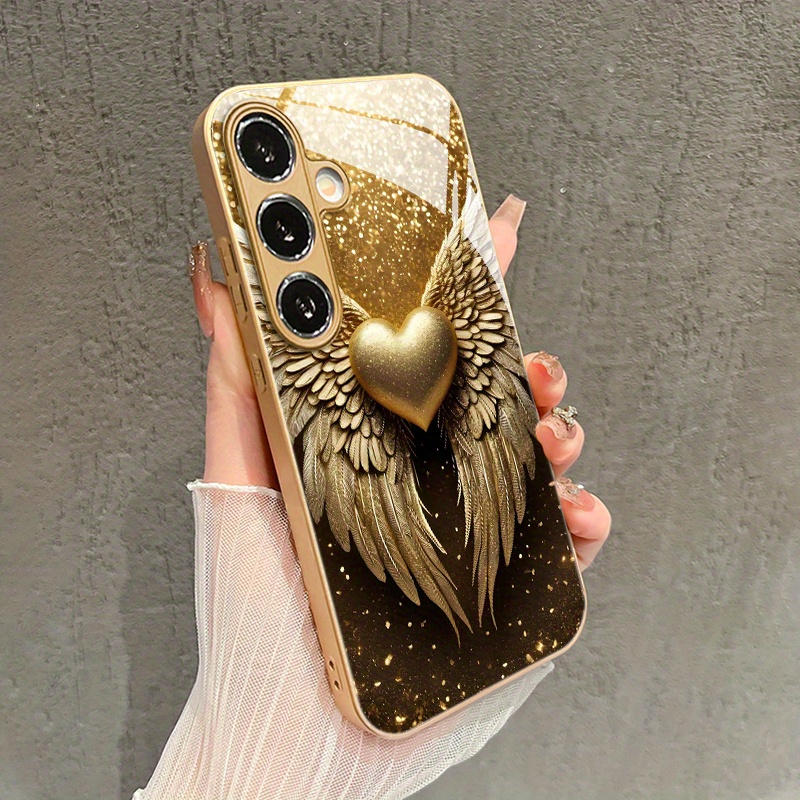 TEMU Phone Case - Advanced Bi-wing Pattern Glass Phone Case For Galaxy S25/s25 Ultra/s25 Plus/s25 Edge/s24/s24 Fe/s24 Ultra/s23/s23 Ultra/s22/s21/s21