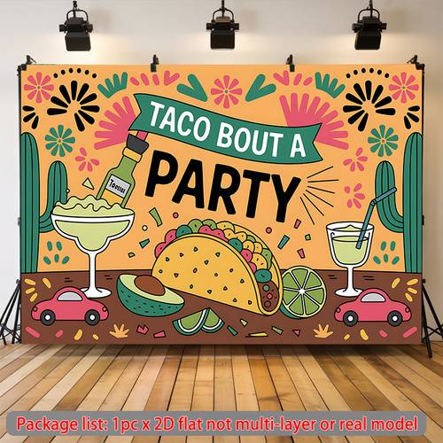 2d flat 2d flat banner 1pc taco party illustration for events birthday party thanksgiving entryway room decor indoor outdoor celebrations gift for polyester banner celebration entrance sign room decoration accent flat event decor taco party banner taco illustration design mixed color palette durable polyester material lightweight decor piece 2d flat