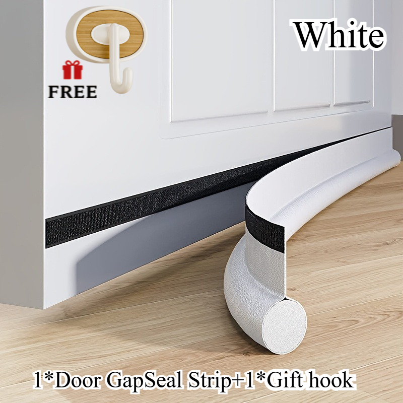 TEMU Weather Stripping, 1pc High-quality Polyurethane Door Seal + 1pc Free Hook - Under-door Draft Stopper, Cuttable Self-adhesive Soundproof