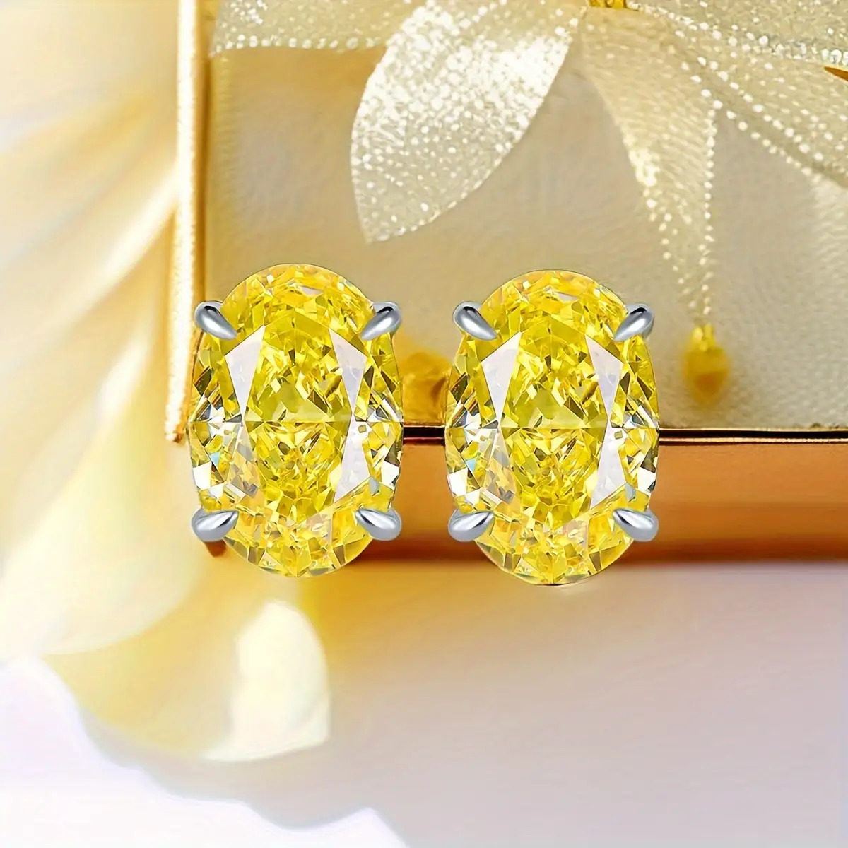 Women's S925 Sterling Silver Oval Stud Earrings