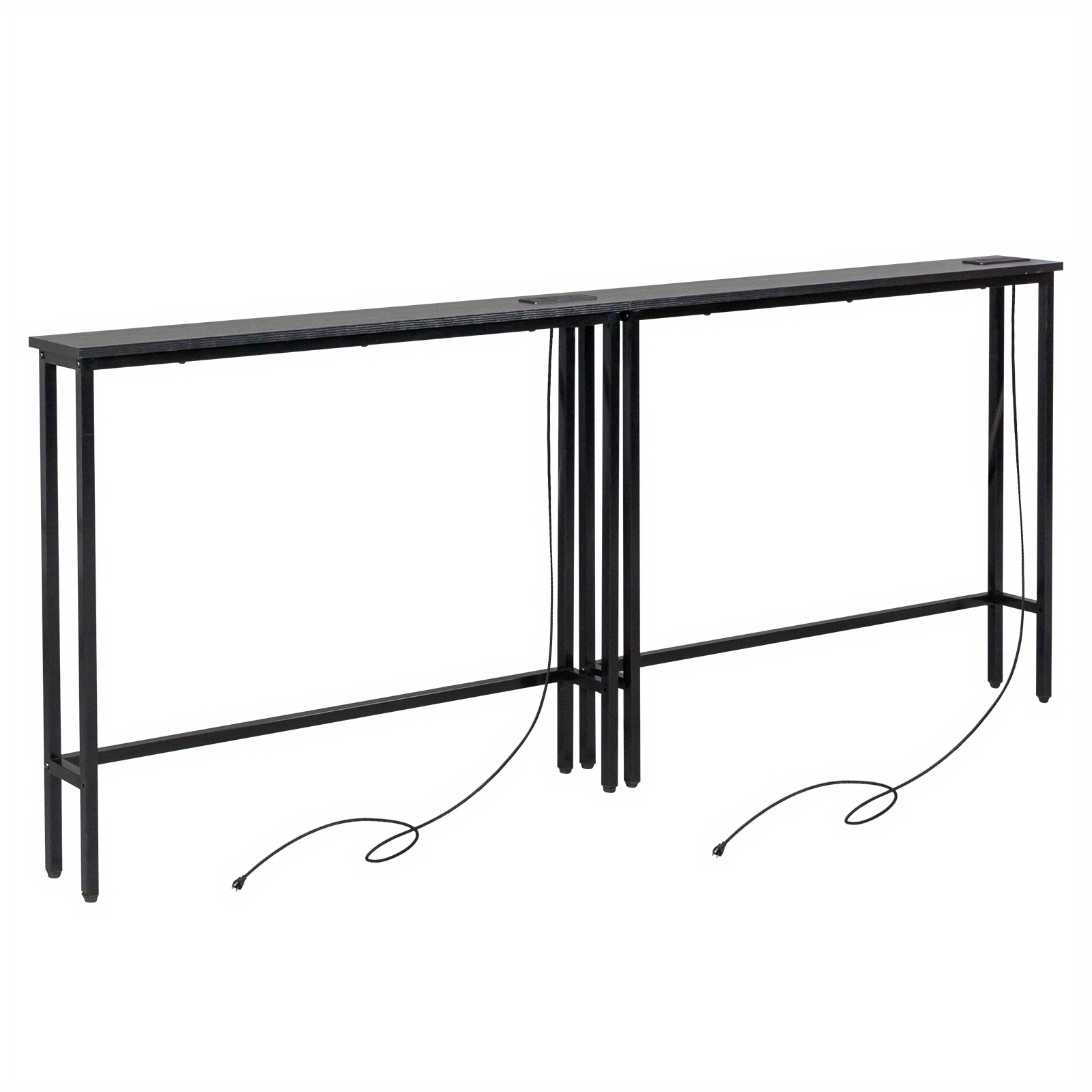 TEMU Table de console étroite moderne 39,4" avec prises électriques intégrées et ports USB, table d'appoint de place pour canapé à cadre métallique,