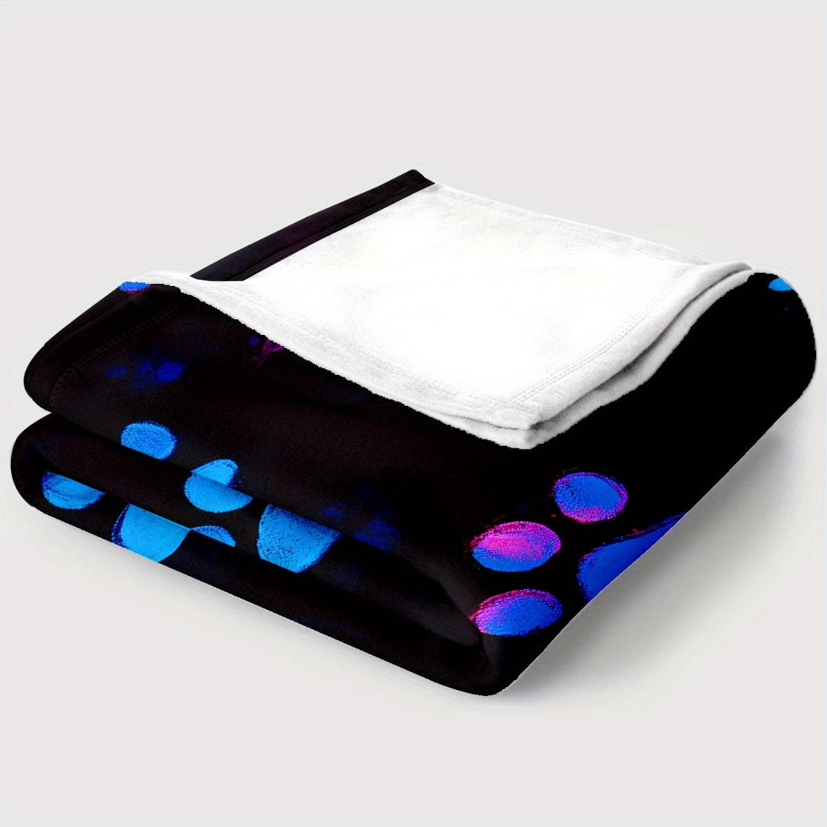 TEMU Neon Glow Paw Print Blanket | Soft Flannel Lightweight Blanket, Suitable For Bed, Sofa, And Travel, Mixed Colors, With Vibrant Neon , An Ideal