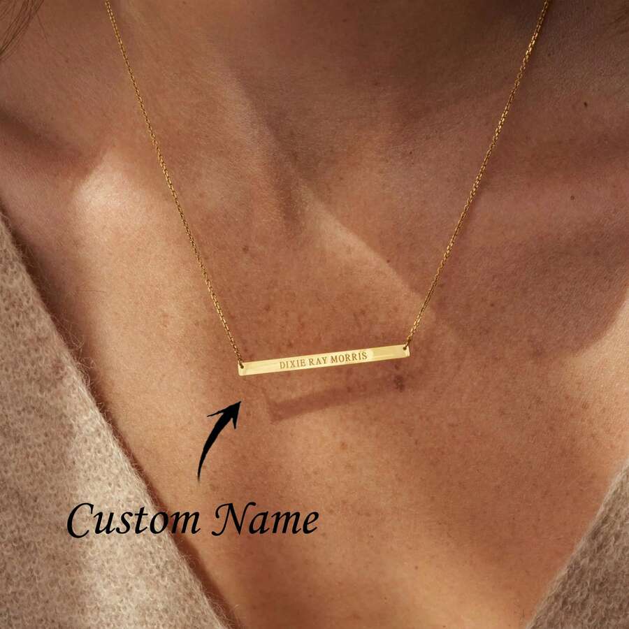 TEMU Personalized Engraved Necklace Name/date/message - Minimalist Name Necklace Suitable For &, Valentine' Gift, Casual Attire Or Jewelry