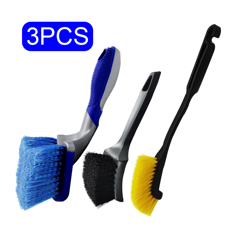 TEMU 3pcs Tire Cleaning Brush Heavy Duty Mudguard Brush, Durable Long Handled Car Cleaning Brush Suitable For Sedans Truck. Rv Tire And Wheel Dust