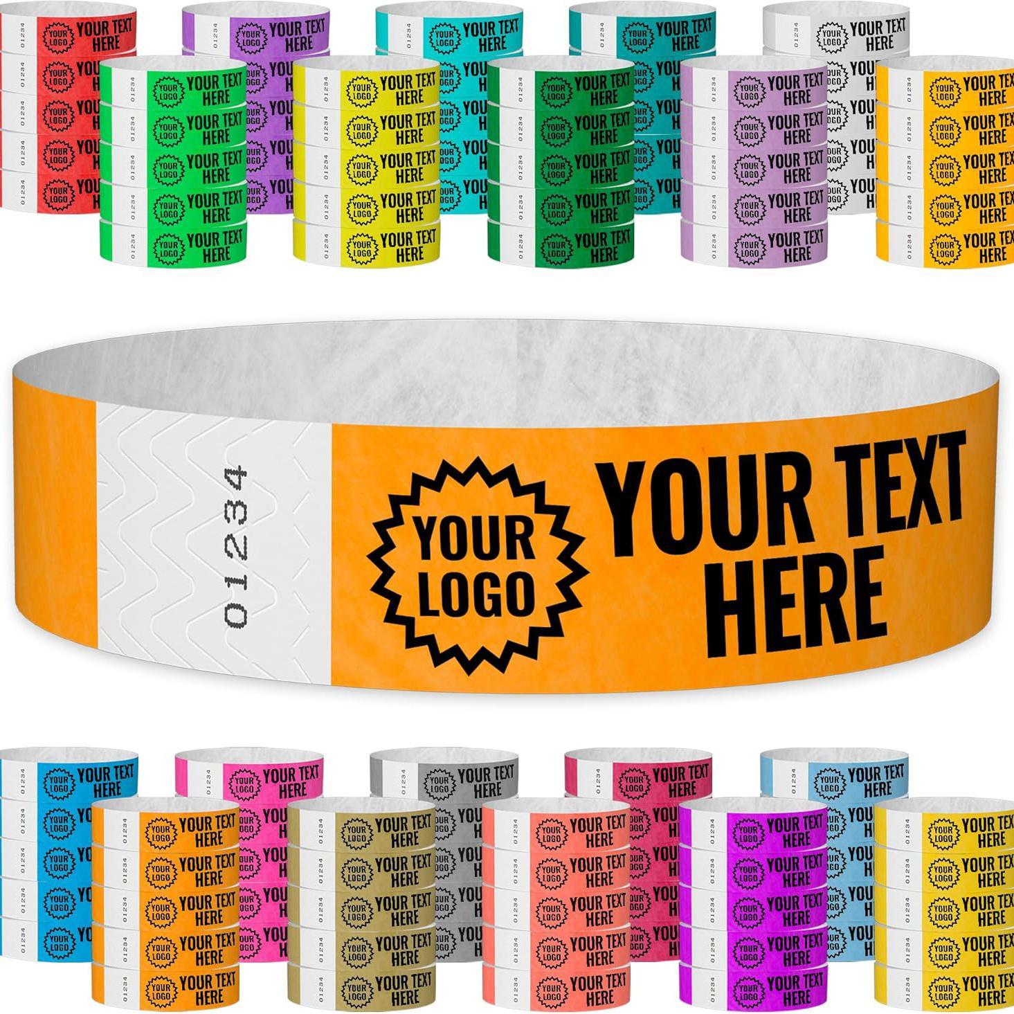 TEMU Custom Trade Show Vip Wristbands - Personalized And Guest Bands, Color-coded Paper Bracelets For And Convention, 50~100 Pack