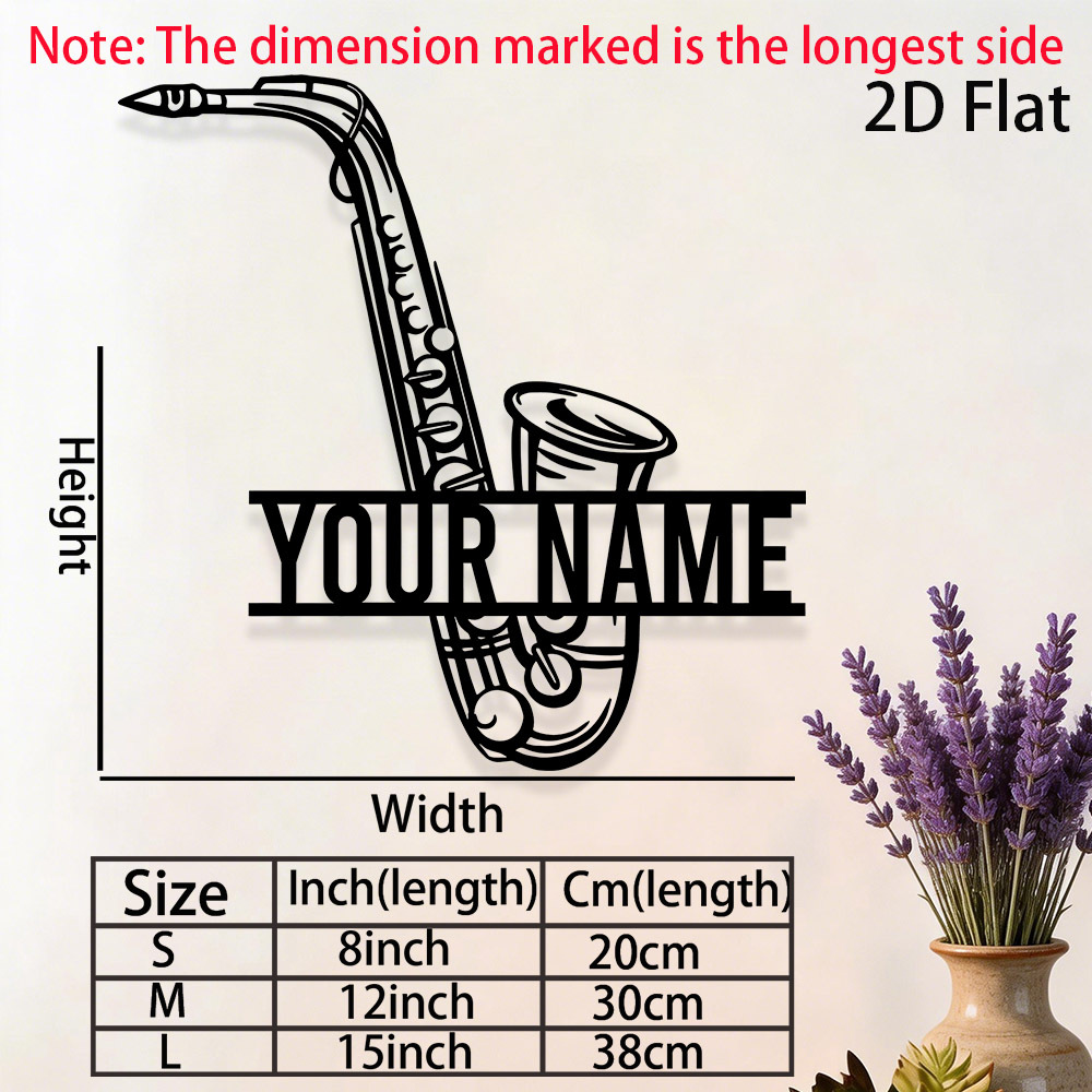 TEMU Letrero metálico personalizado de saxofón, 1 pieza, de pared decorativo para , regalo para el hogar u oficina