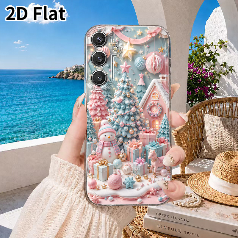 TEMU Phone Case - 2d Flat Macaron Christmas Pattern Phone Case Suitable For Galaxy A03s A05s A06 A07 A13 A14 A15 A16 A17 A22 A23 A24 A25 A26 A32 A34