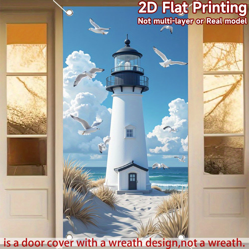 E-shop 2D Flach, 2D Türbanner, Großes Nautisches & Möwen Strandmotiv Türbanner - Jumbo 70,9"x35,4" (180x90cm) Möwen Partydekoration für Hochzeiten,