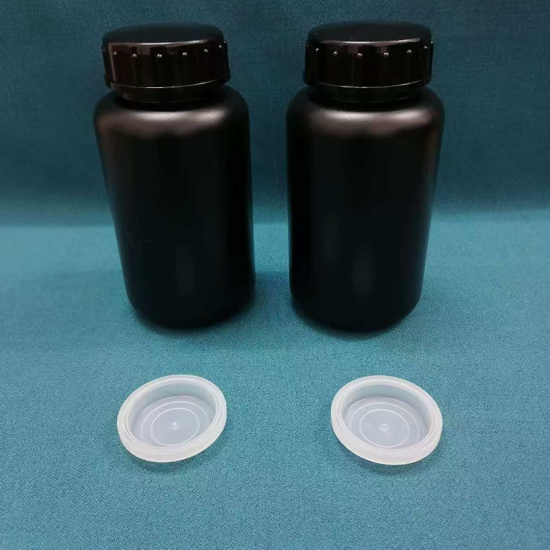 TEMU 2 flacons à large bec noirs, flacons de réactifs solides chimiques avec couvercle intérieur et joint pour équipement d'expériences de