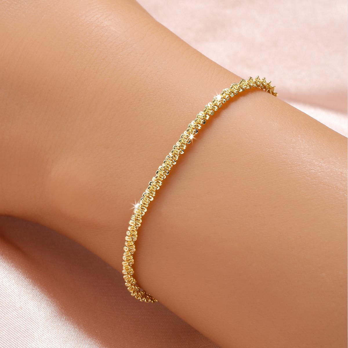 

1pc Elegant Chain Bracelet, 18k Golden Plated Copper, Fashion Jewelry For All