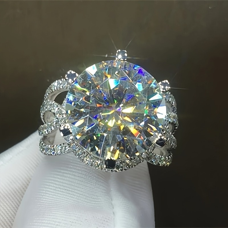 TEMU [4 Carat Moissanite Ring] 1pc 925 Silver 4 Carat Moissanite Cross Design Ring Perfect For Birthday Party Gift For Men And Women