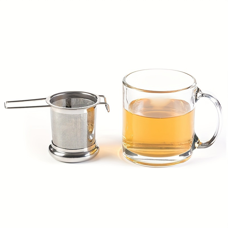 1pc stainless steel tea infuser with lid and handle micropore metal tea strainer basket for loose leaf tea home office restaurant hotel tea accessory details 1