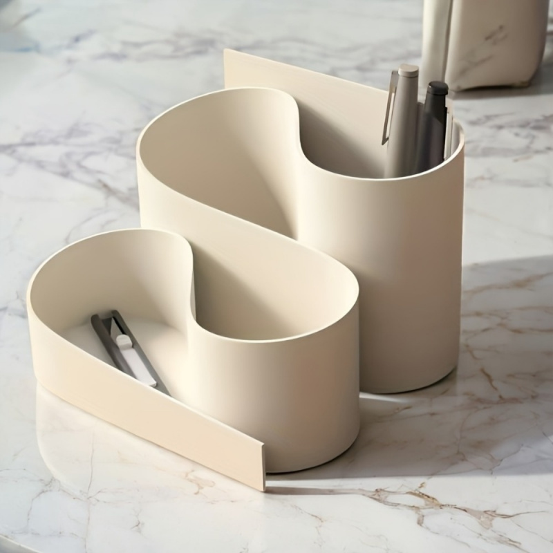 Top pick3D Printed Desktop Storage Box, Plastic Desk Organizer with Pen Holder And Note Tray, 4-Compartment Office Stationery Organizer, Curved Staircase Design, Easy Elegant And Practical for Desk OrganizationOpen in new tab.