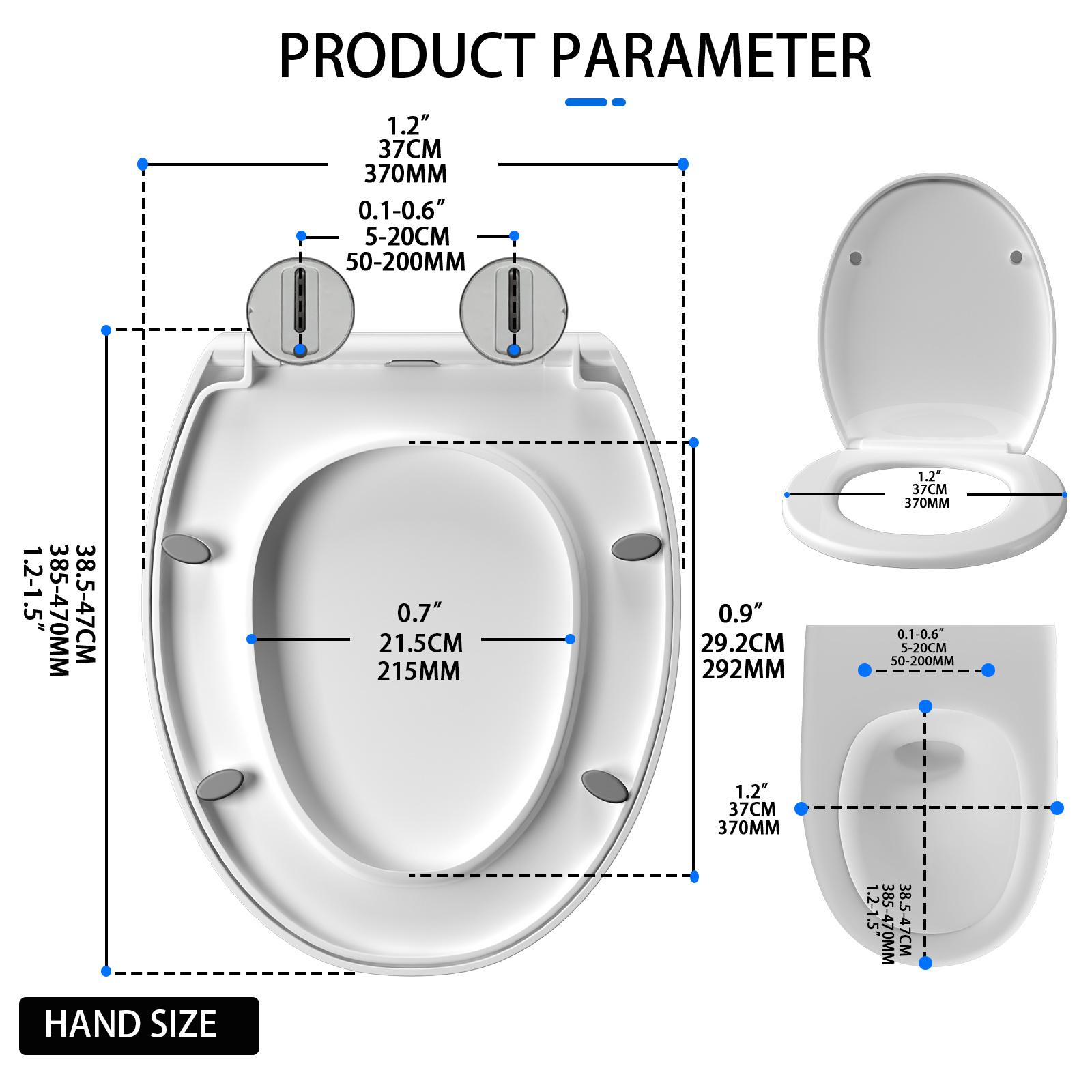 TEMU 1 pz Sedile WC a Sgancio - con Meccanismo di Chiusura Morbida e Cerniere Rimovibili Pulizia Facile - Sedile WC Universale