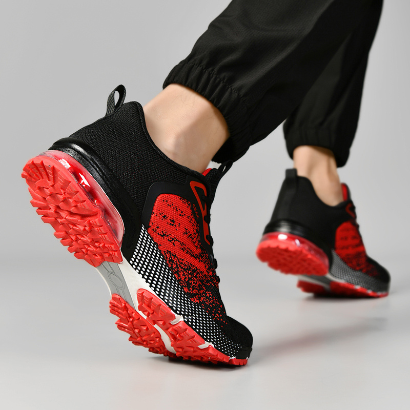 Men's Breathable Knit Sneakers - Lightweight Cushioned MD/TPU Sole, Sharp Toe Design for Hiking, Yoga & Training - Black with Teal Accents, Striped/Checkered/Pure Color Options, All-Season Low-Top Sneakers, Hiking Footwear, Sporty Aesthetic, Flexible Interior Lining