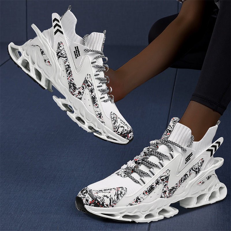 Baskets Femme QIJGS - Chaussures De Sport Légères Et Respirantes - Semelle Antidérapante - Pour Course, Tennis, Marche - Blanc Taille 39 EU