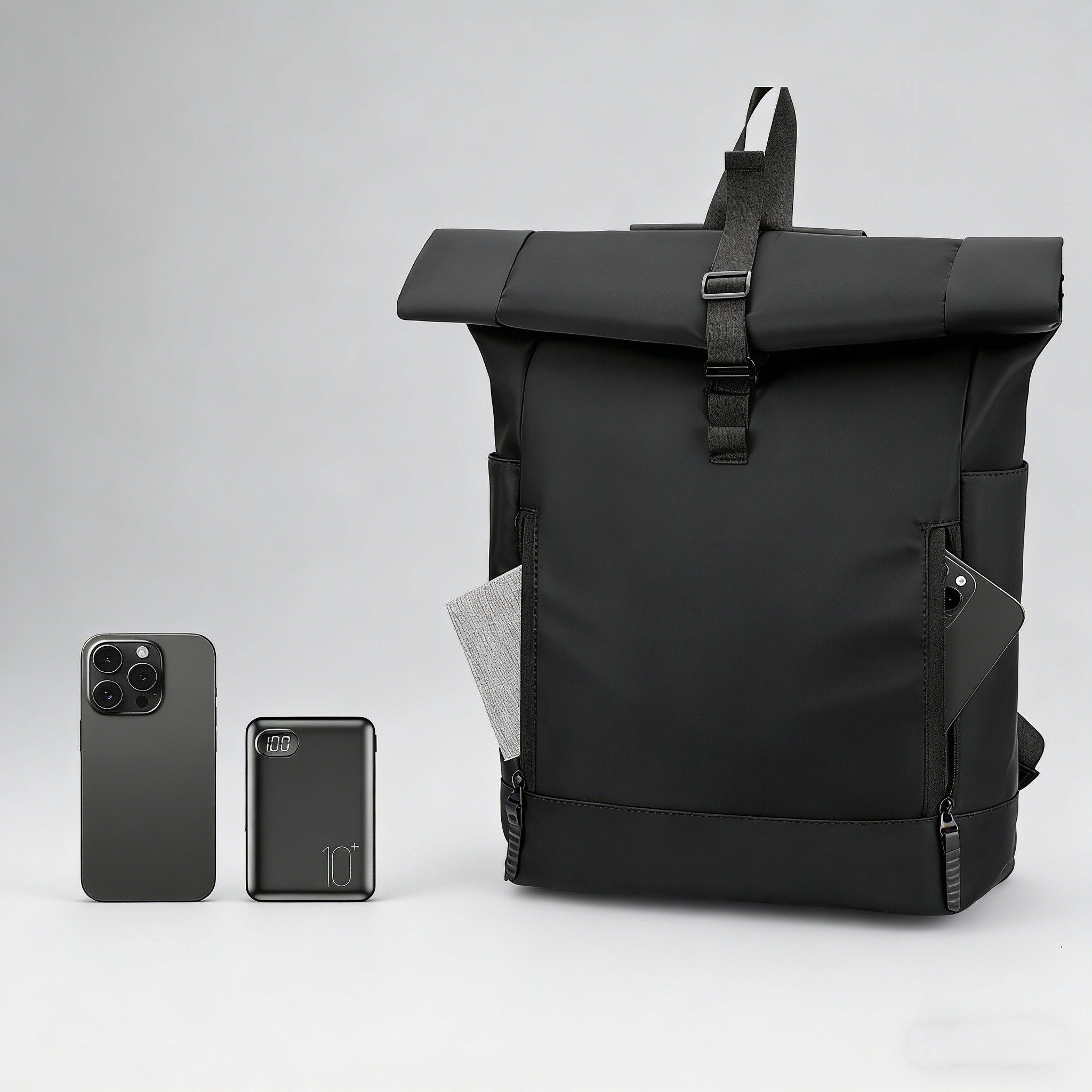 Large Capacity Unisex & Travel Backpack Compatible for 39.62cm Laptop, Expandable Rolled Edge & Soft Suitable for College, Gym, Commuting, Adjustable Straps, Hook-and-Loop Closure, Nylon/ Bookbag for Gifts