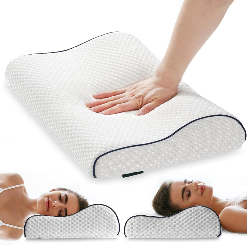 Pillow, 30x 49 X 7/10cm Height Adjustable, Orthopaedic Neck Support Pillow, Ergonomic Neck Pillow, Soft Supportive Washable, Suitable For Back And Side Sleepers