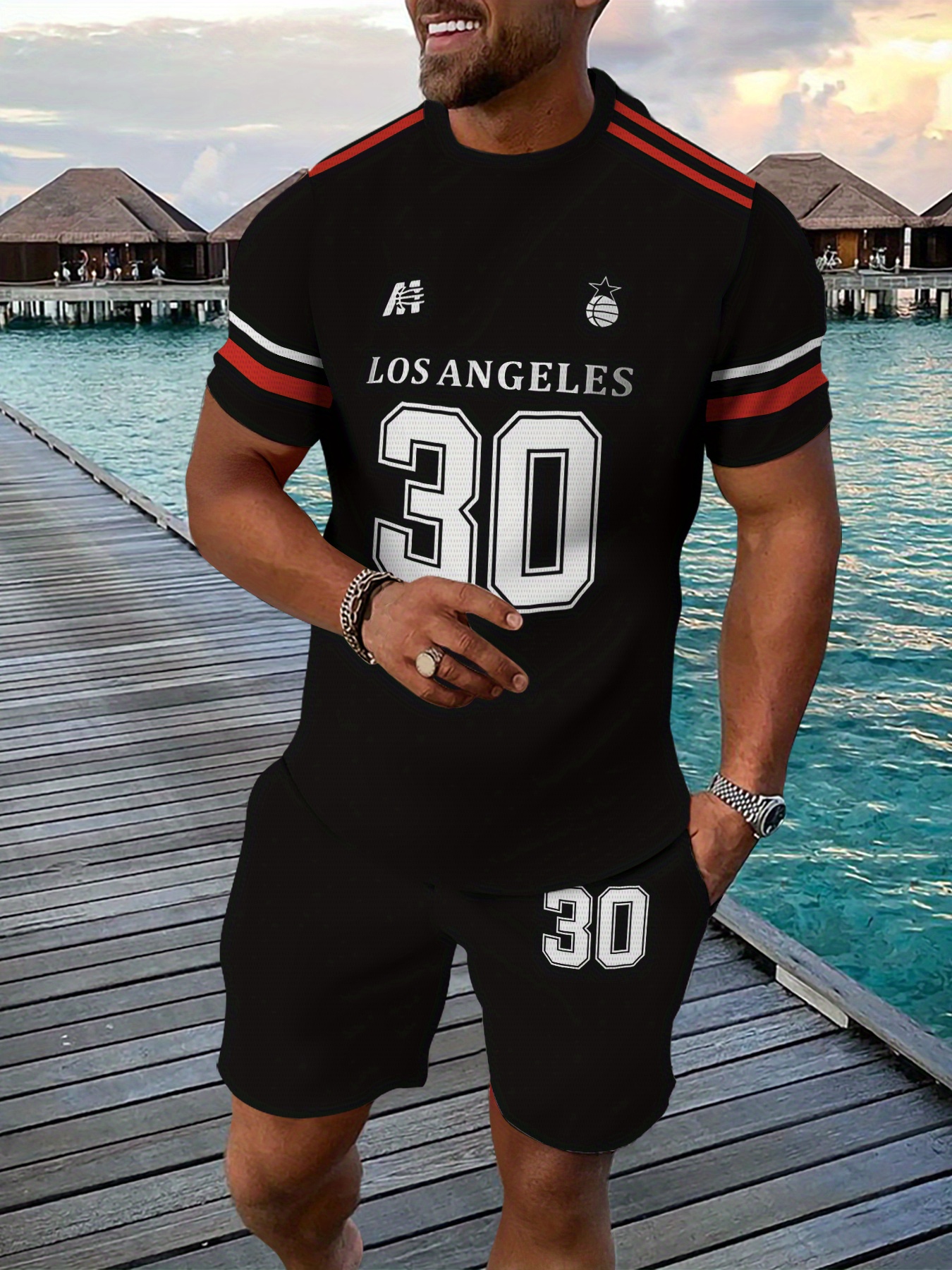 Tracksuit Designer Short Sets Men's Korean Fashion Waffle Two