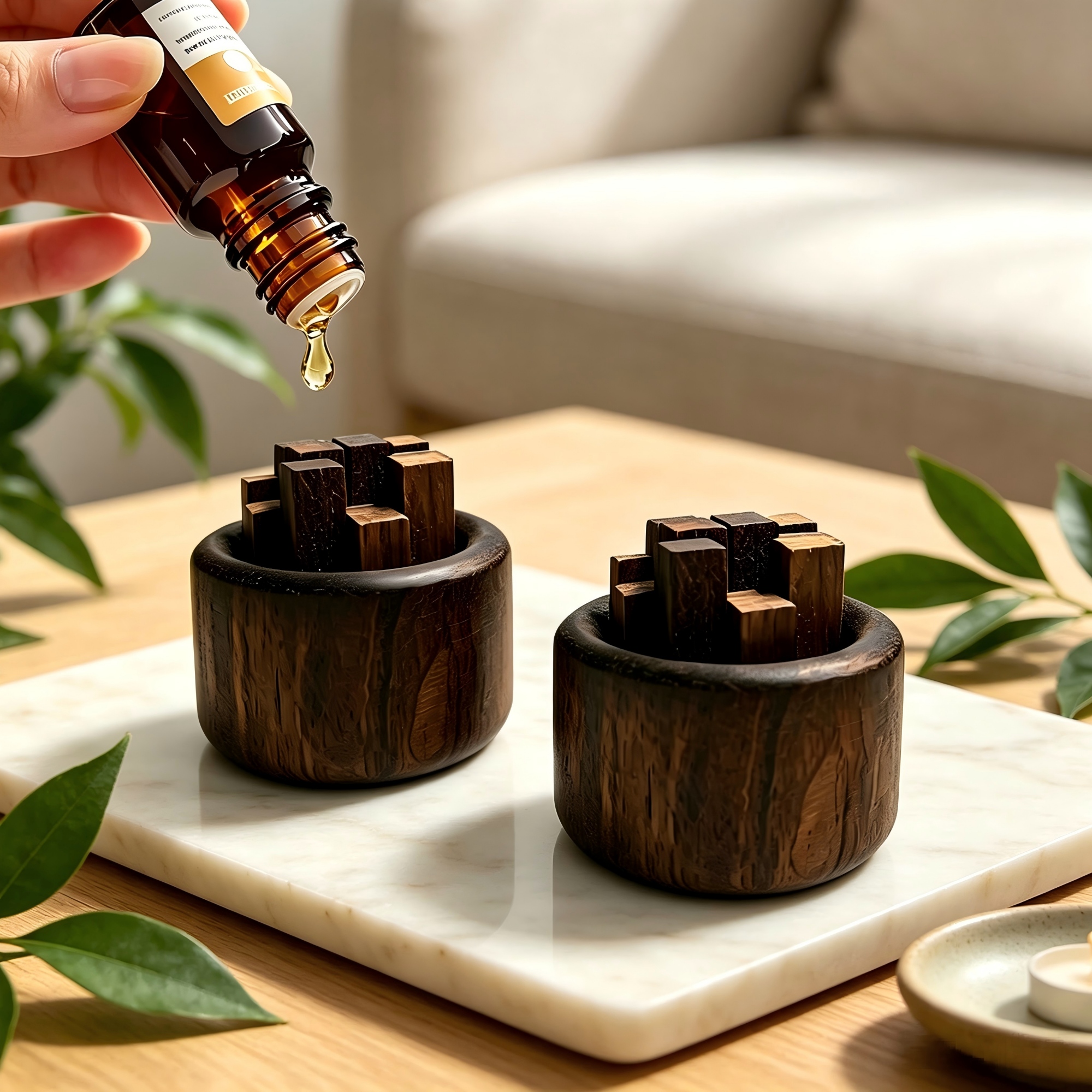 TEMU 2pcs Wooden Diffuser Round Wooden Stick Dispenser For Home Office Study Slow Release Scent Cylinder No Battery Needed Decorative Essential Oil
