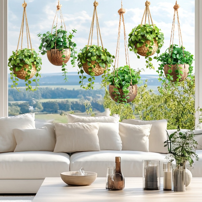 1pc High-end Light Luxury Green Hydroponic Plant Glass Sticker, Hanging Basket Potted Plant Window Decal, Window Decorative Sticker