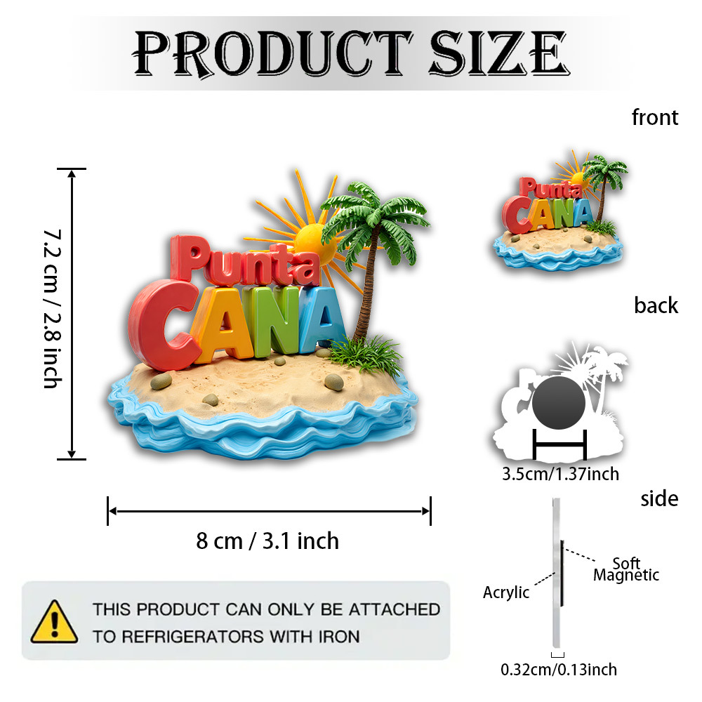 TEMU 1 aimant de plage de - Aimants de en acrylique 2D avec lettrage "" et design 3D de rayon de soleil, coloré pour , décoration de chambre
