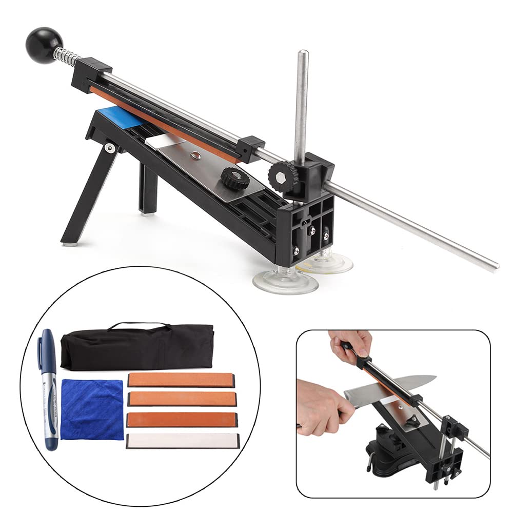 Image of Four-stonemanualknifesharpeningsystem, Homekitchenknifegrindingtoolset, Multipurposeblade-polishingsuppliesfordailycutlerymaintenance