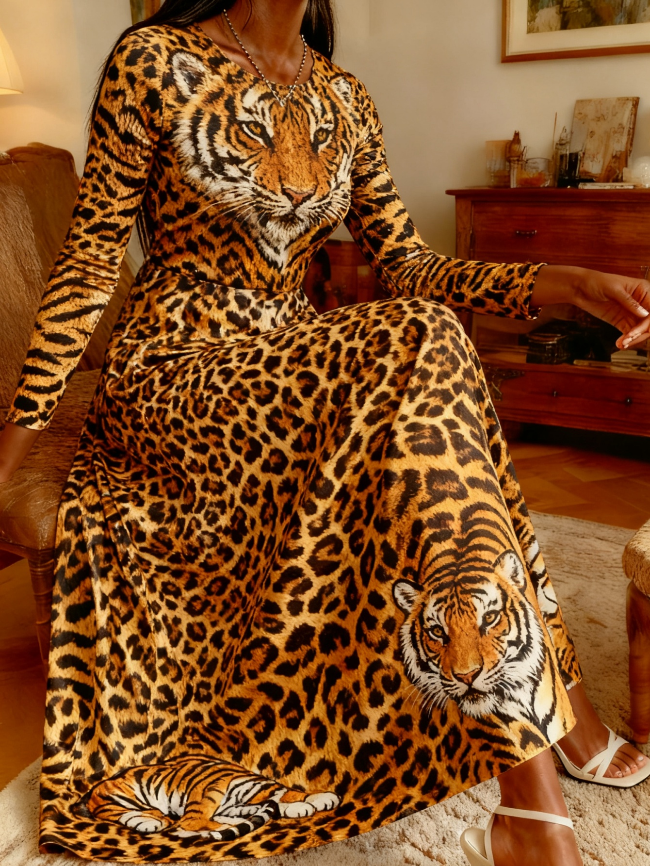 tiger print dress sold on Temu United States