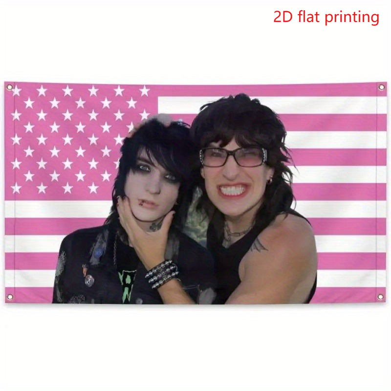 TEMU 2d Flat, 2d Flat - 2d Flat - 2d Flat [1pcs American Flag Wall Tapestry] And Themed Pink American Flag Wall Tapestry, 91.44x152.4cm, Knit Fabric