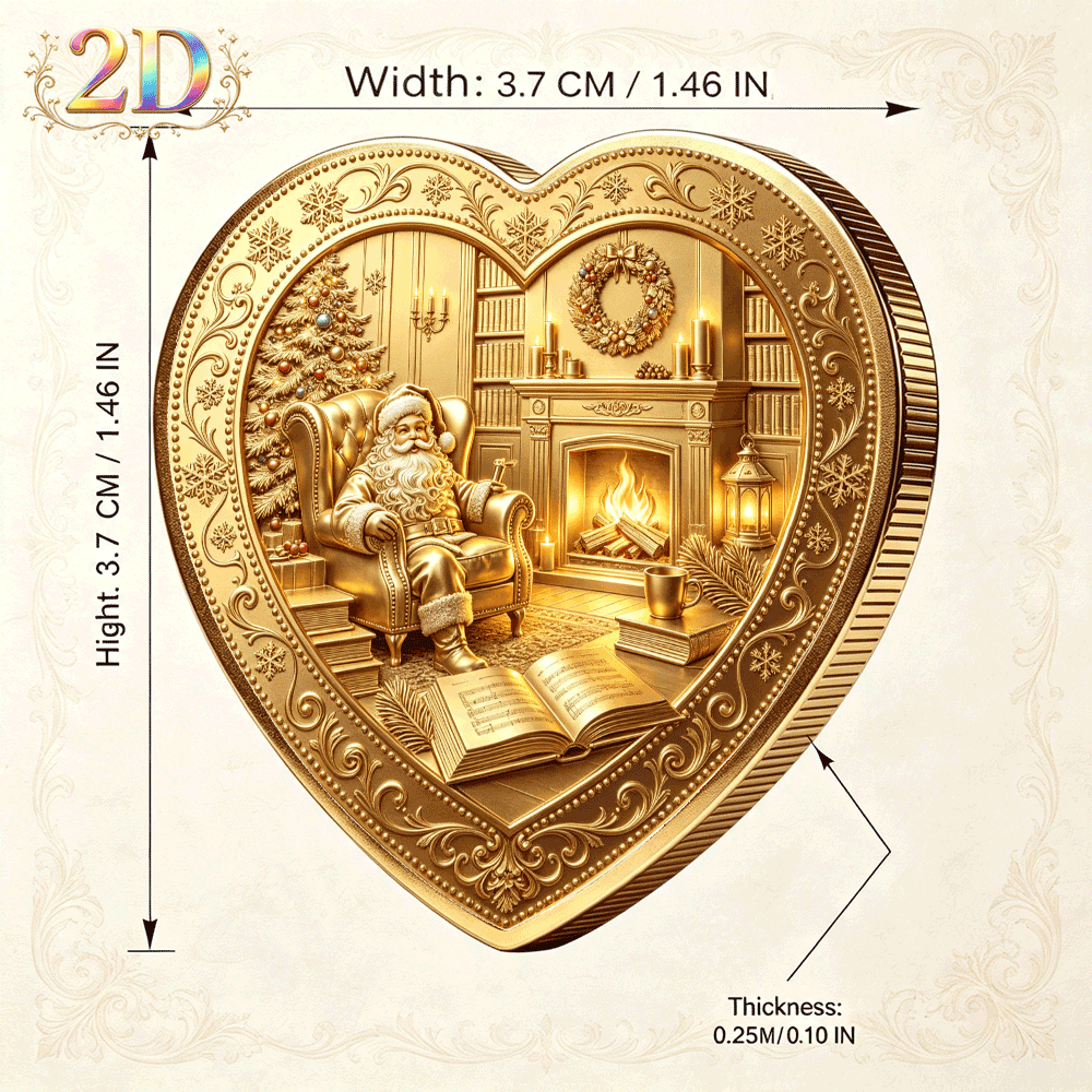 Santa Claus Heart-Shaped Double-Sided Commemorative Coin