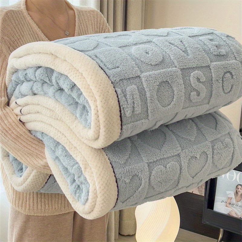 1pc contemporary thickened fleece knit blanket 250 300gsm polyester ultrasonic embossed machine washable     cover bedding office nap throw home decor for bedroom sofa outdoor camping back to school christmas new year Product details 5