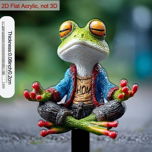 2d flat 2d flat 2d flat model 2d flat 1 meditation frog garden ornament acrylic sculpture suitable for flower pots and outdoor soil decoration low maintenance and aesthetically cute meditation frog garden decoration