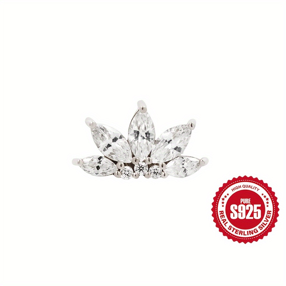 E-shop [. Synthetische Zirkonia-Silberohrringe] 925 Sterling Silber modische & schlichte durchbohrte Ohrringe für Damen | . mit eingelegter