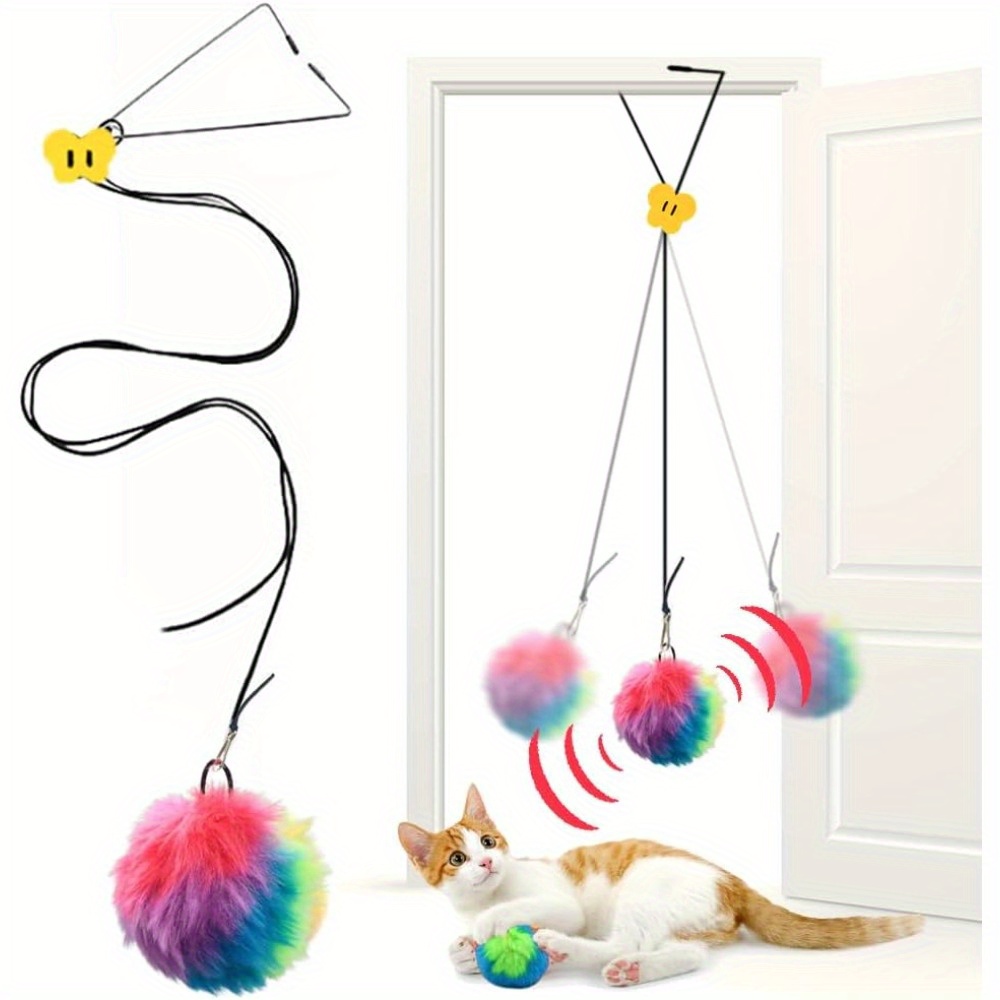 Set Of 3 Cat Toys Designed For Solo Play, Featuring Hanging Options For Doors, Perfect For Indoor Cats And Kittens To And Entertained, Without Battery