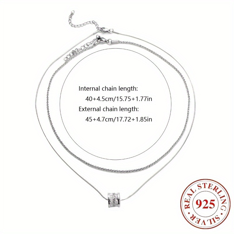 S925 Sterling Silver Double Collarbone Chain Necklace