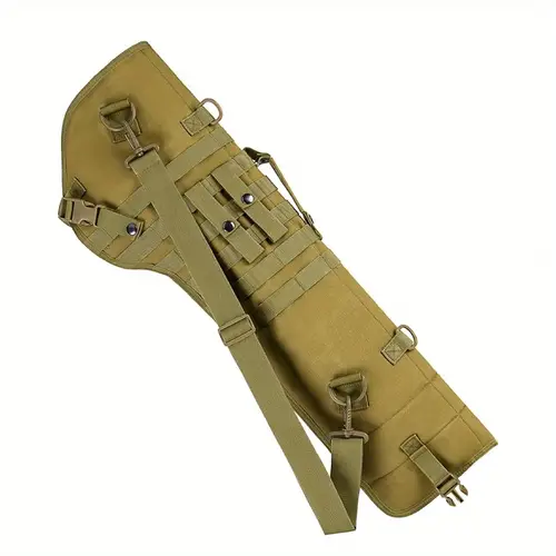1pc single shoulder crossbody durable oxford fabric adjustable padded straps multiple compartments for hunting fishing outdoor activities khaki green accessories fishing gear compact storage reinforced stitching gun storage hunters and