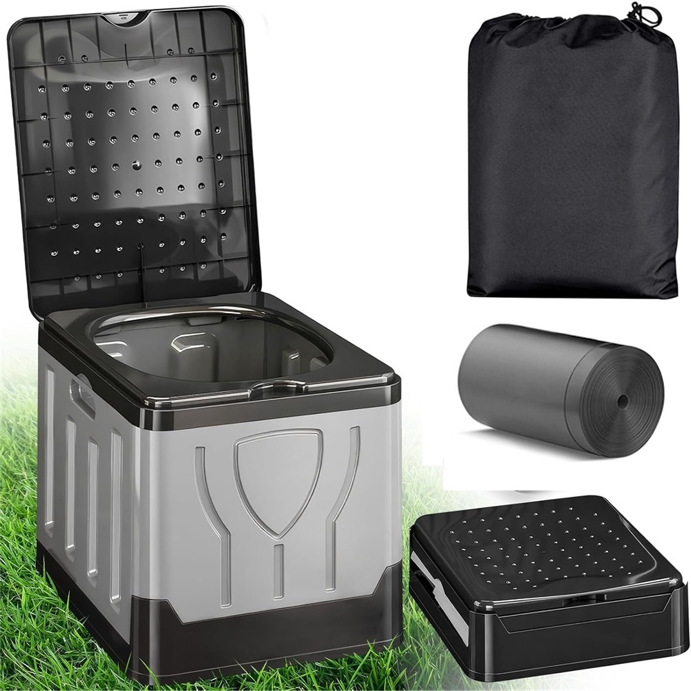 Compact And Collapsible Toilet Suitable For Outdoor Activities, Easy To Carry, Lightweight, And , With 12 Trash Bags For Camping And