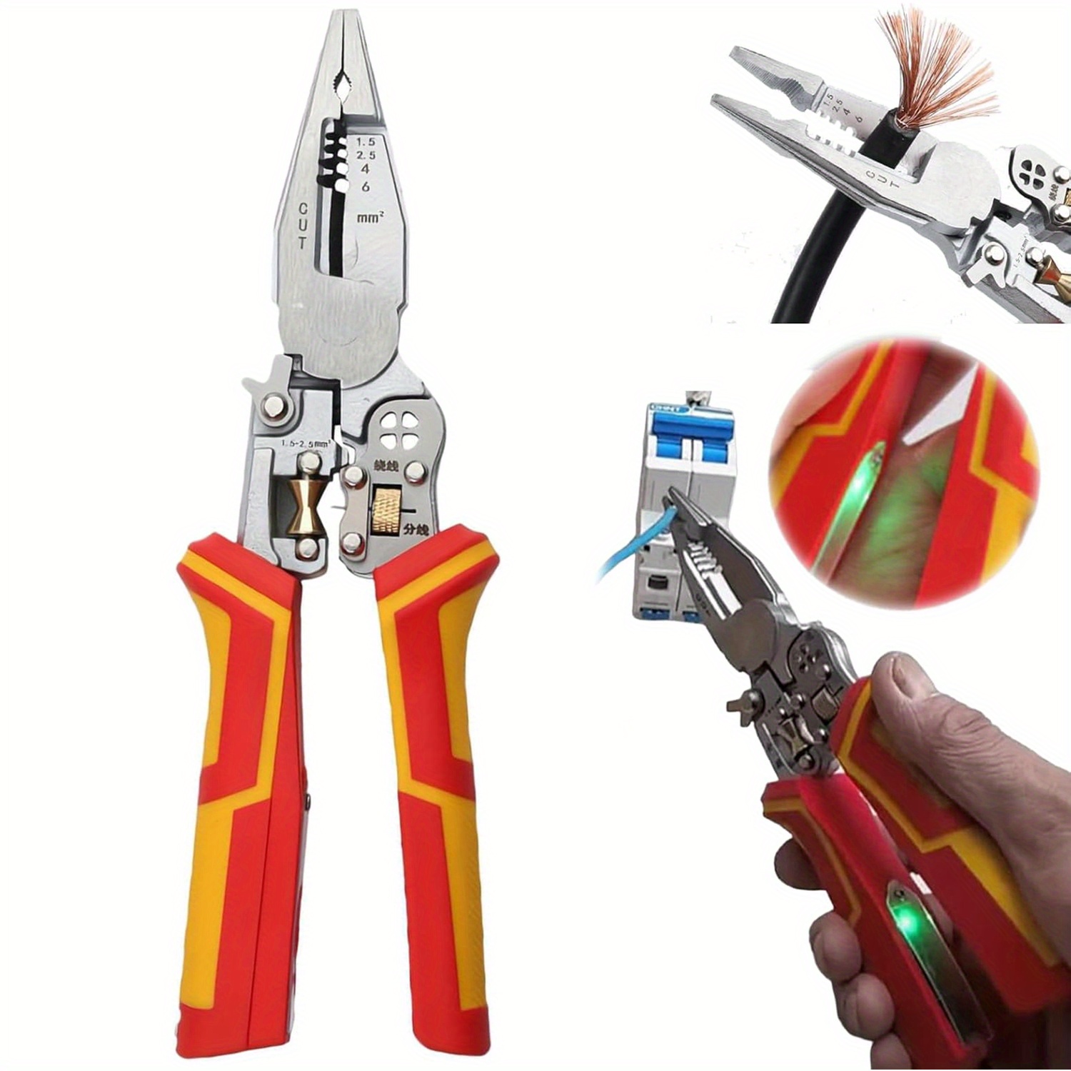 E-shop Hochleistungs-9-in-1 Kabelabisolierzange - Multifunktionales Elektro-Werkzeug mit Abisolier, Schneide, Verdrehungs- und Crimpfunktionen sowie