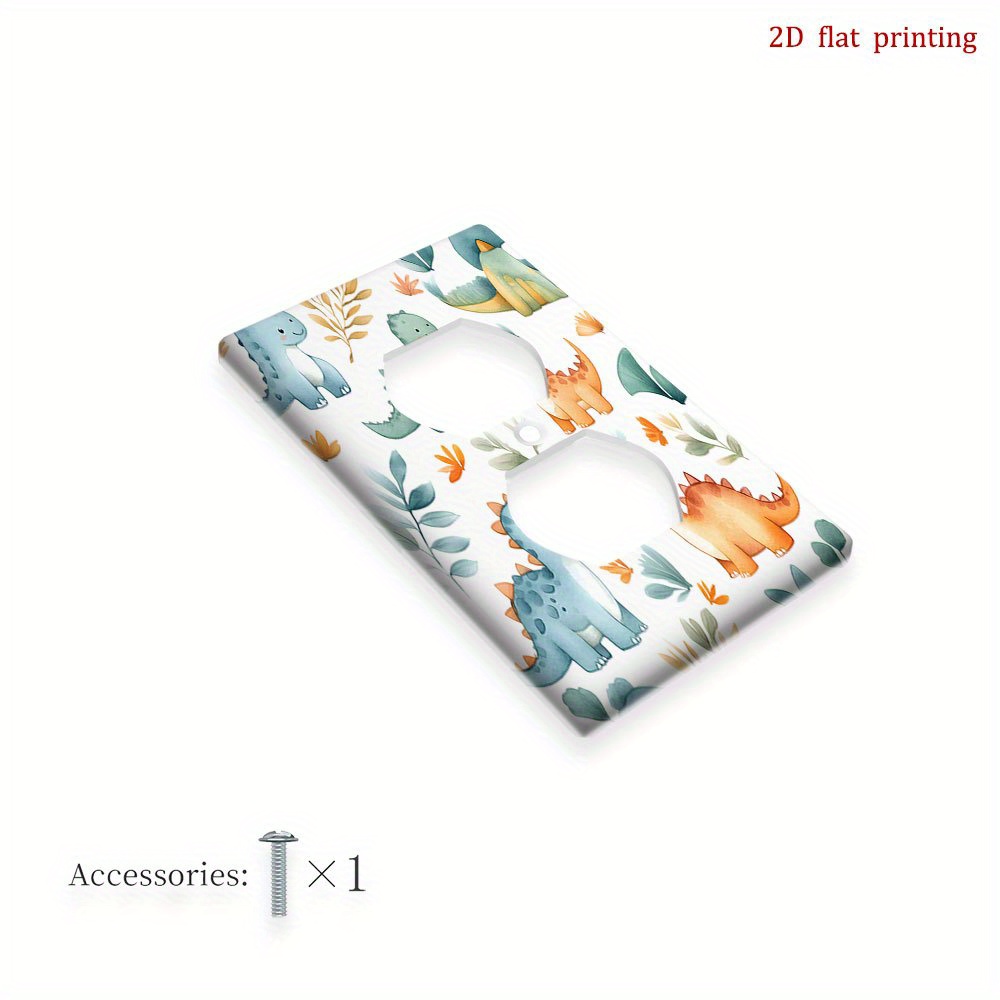 TEMU 1pc [Impression Plate 2D] Plaque Murale Décorative Design Dinosaure Aquarelle, Plaque Interrupteur, Couvercle de Prise, Installation Facile,