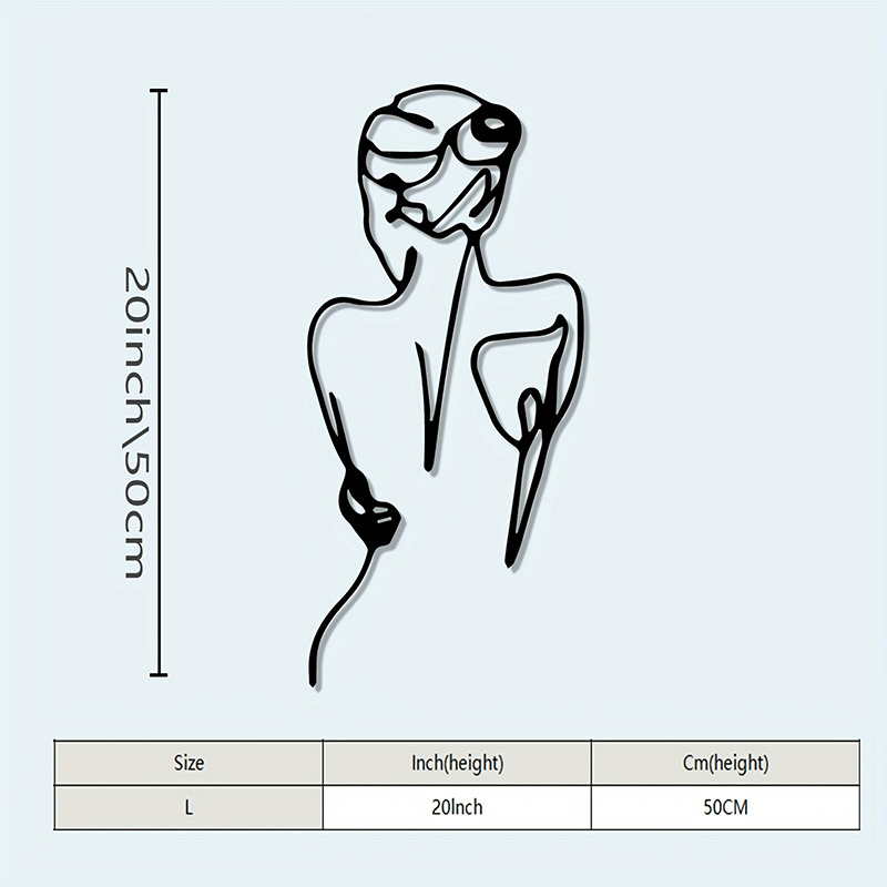 TEMU 1pc Of Line For Art Featuring A Silhouette Of A Woman, From Metal For Wall Decoration - A Vintage , Minimalist Sculpture Ideal For The Living