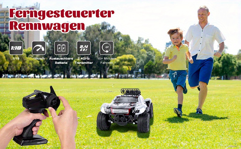 KYAMRC1:18 MPH High-Speed Off-Road RC Car - 2.4G Short Car Racing Climbing Vehicle, 4-Wheel Off-Road Design, USB Rechargeable, 4 Colors (Red/Green/Blue/White) for Outdoor Adventures, Adventure Gear, Durable Plastic Body