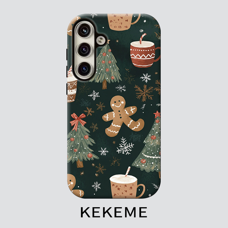 TEMU Phone Case: Kekeme Cartoon Bear Christmas Tree Film- Dual-layer Case, Suitable For Galaxy S26 S25 S24 S23 S22 S21 S21  S21 Fe Edge S20 A15 A16