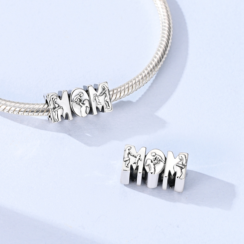 925 Sterling Silvery MOM Charm, Perfect Gift