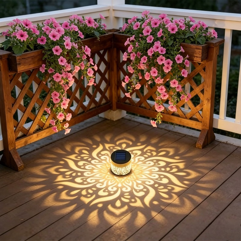 Image of 8- Wall Light With Hollow-out - Suitable For Garden, Patio, Steps, Balcony & Stair Lighting, Plug-and-play Installation, -free Operation For Christmas/halloween Decorations, Plastic Panel