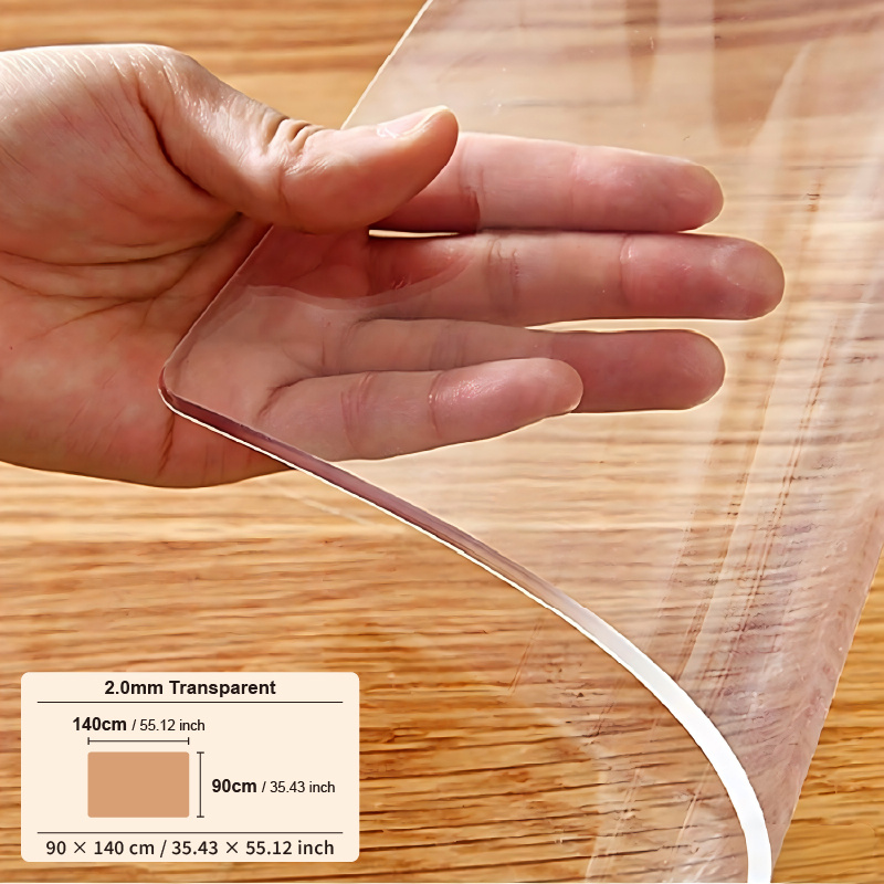 TEMU Transparent Desktop Protective Cover, 2.0mm Thick Plastic Desktop Cover, Pvc Transparent Desktop Cover Protective Cover, Desk Pad And Writing