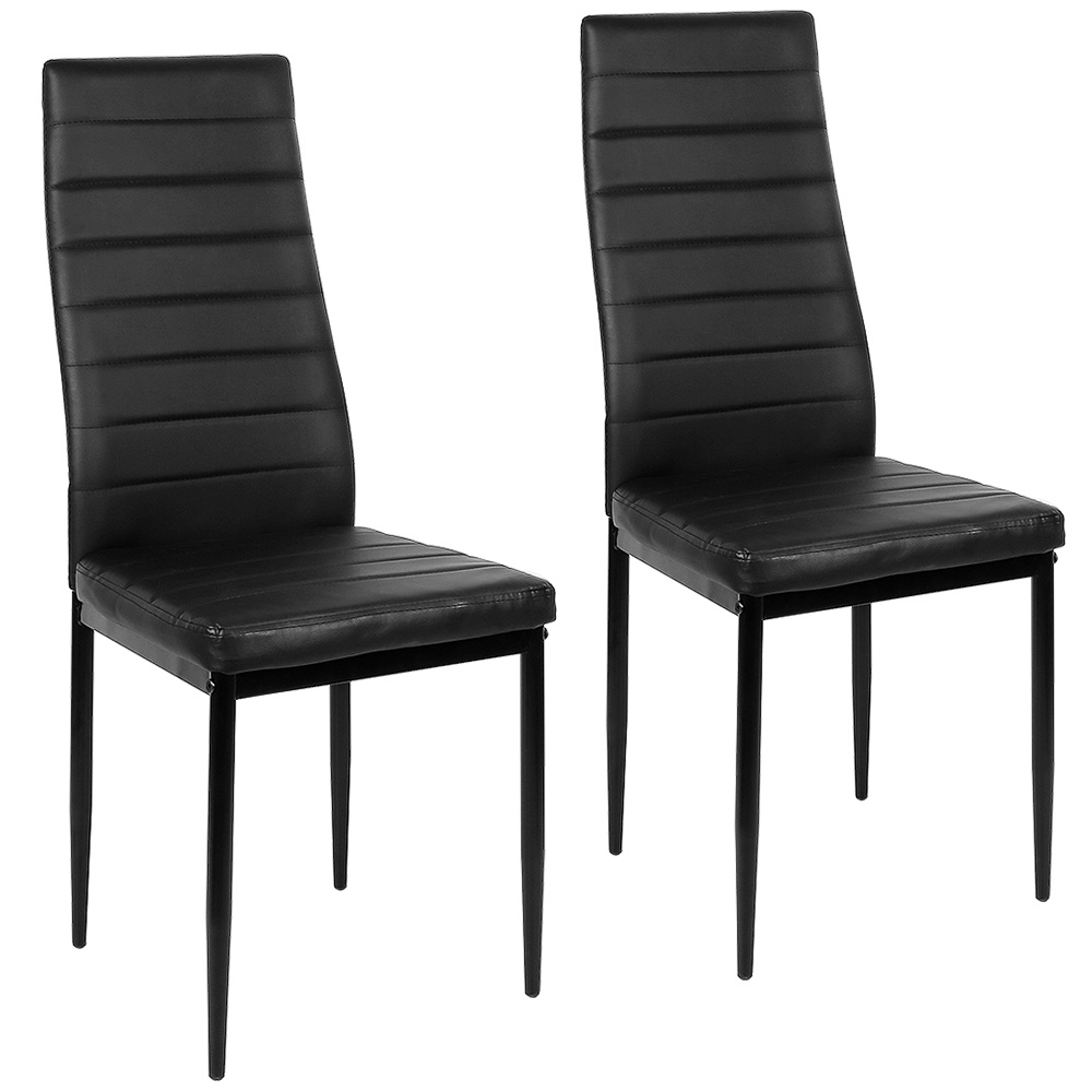 Image of Set Of 2 Modern-style Dining Chairs - Suitable For Dining Room Or Living Room - 48 X 42 X 45cm - Black