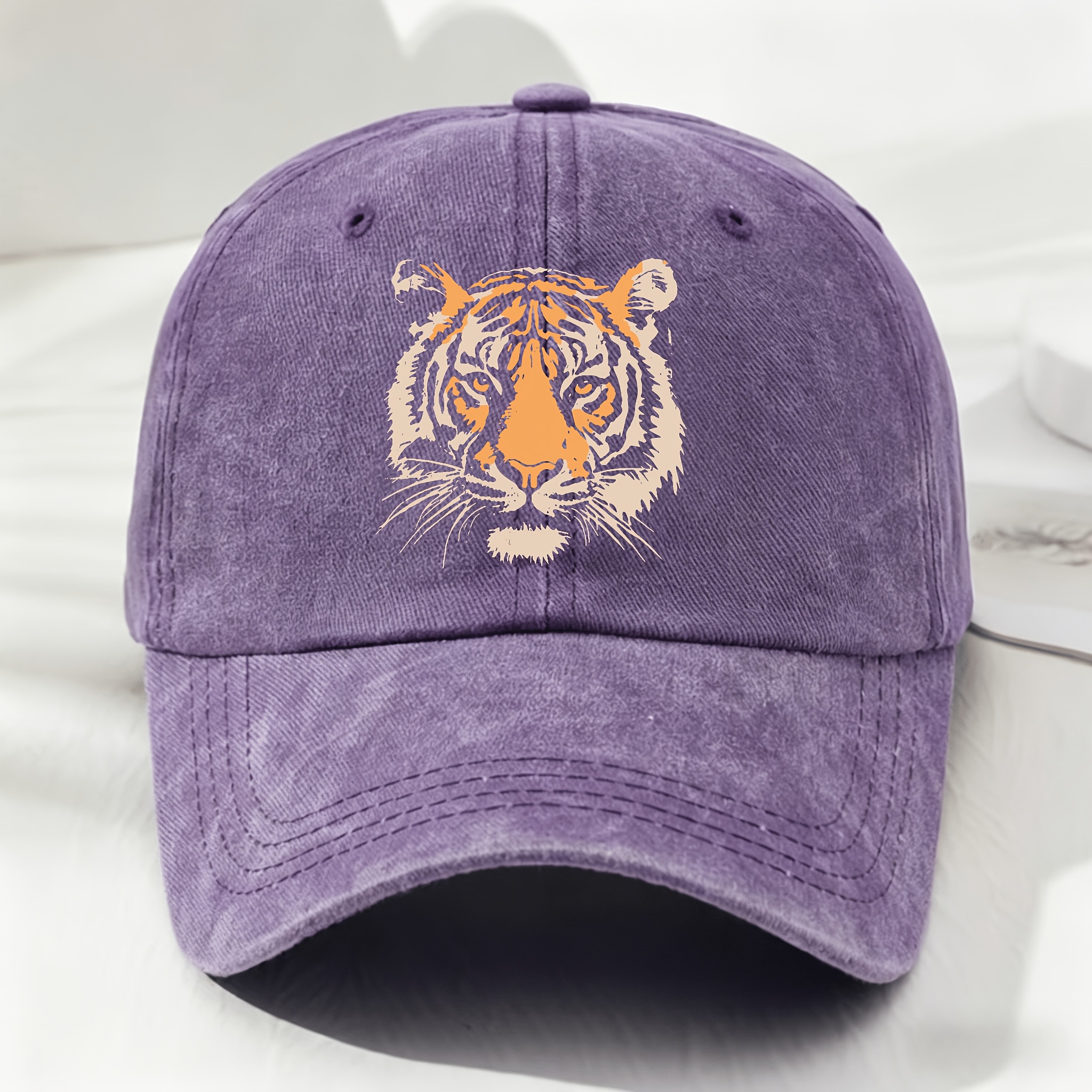 TEMU Head Print Washed Baseball , Adjustable Size, Unisex, Stylish, Suitable For Outdoor Activities And Vacations