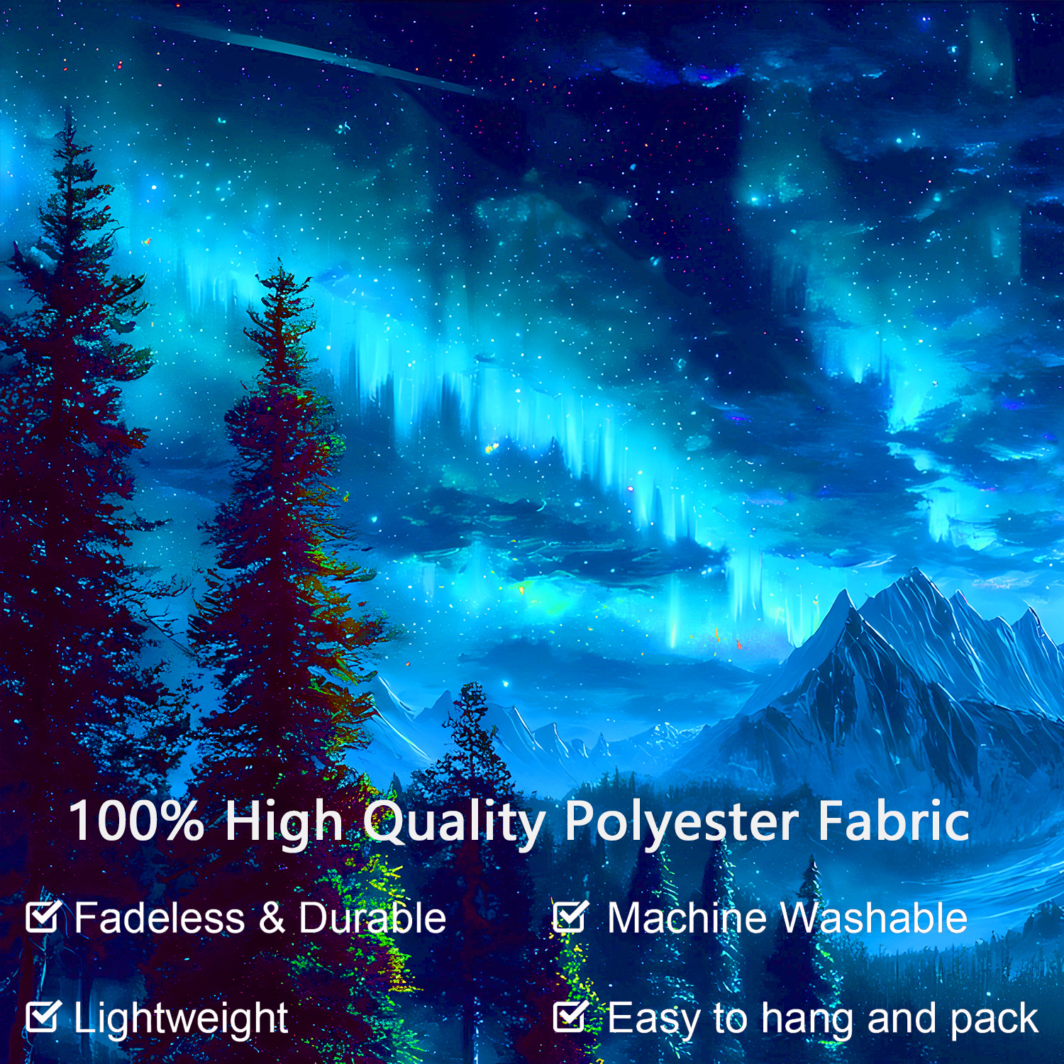 Fluorescent Uv Light Starry Sky Landscape Tapestry Wall Decor_voghion.com