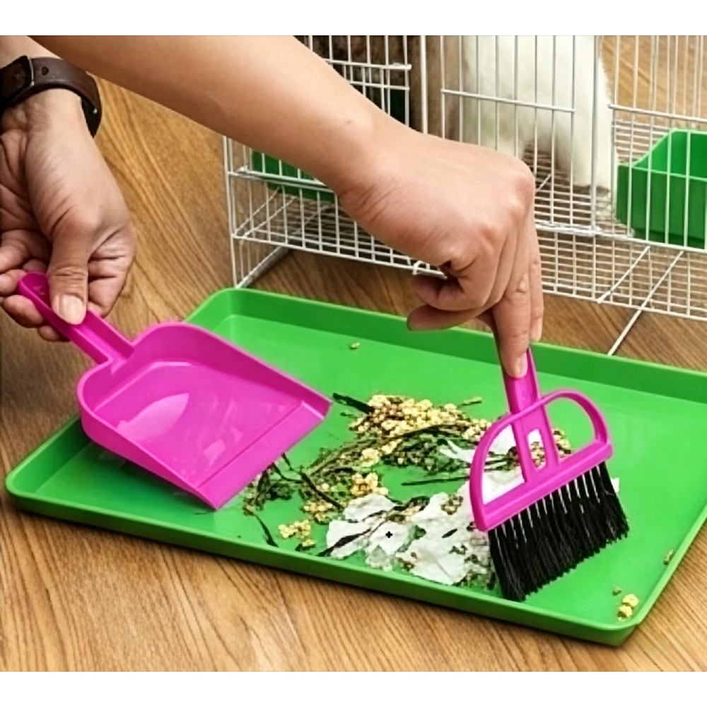 3pcs Mini Handheld Broom & Dustpan Set for Small Pets