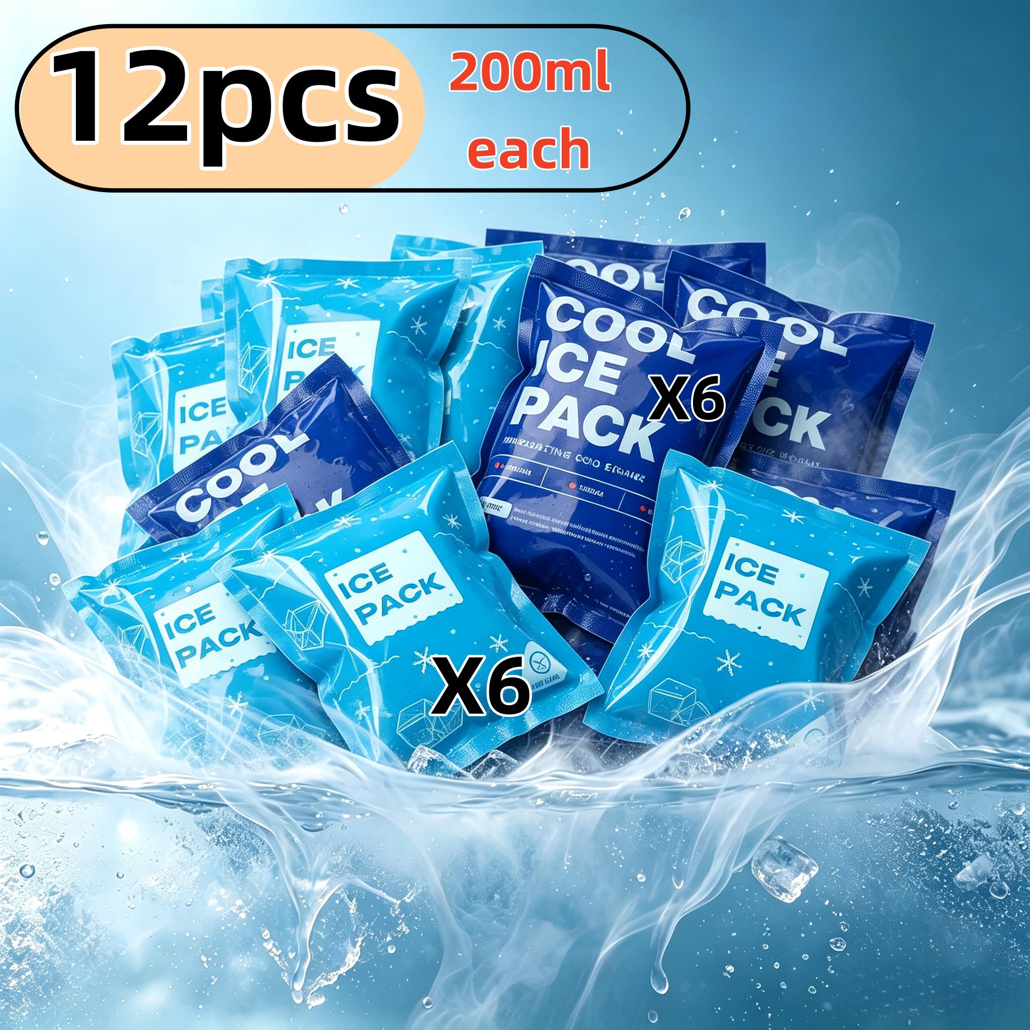 TEMU 12pcs Set: 6 Dark Blue + 6 Sky Blue Reusable Large-capacity Cold Packs – Insulated Design, Suitable For Food Preservation, Cold Chain Transport,